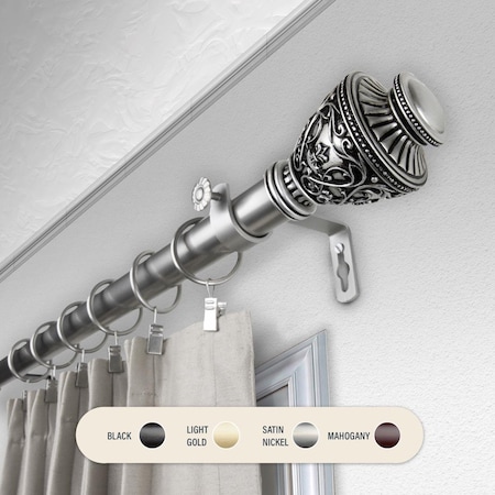 Kd 1 in. Ron Curtain Rod with 120 to 170 in. Extension, Satin Nickel KD3719190